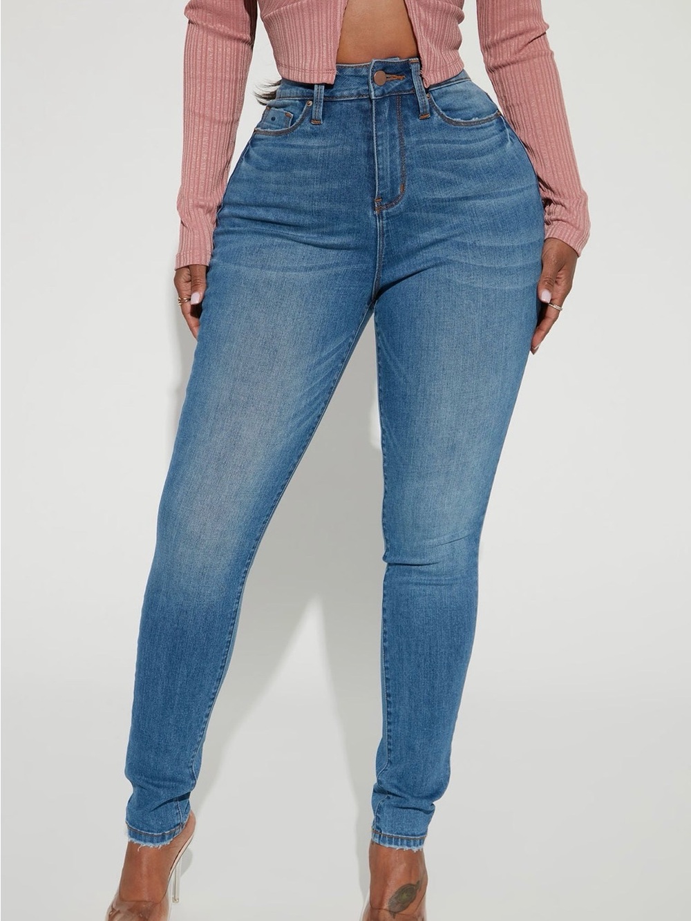 NWT Fashion Nova High Rise Medium Wash Skinny Jeans Size 9 - Picture 2 of 4